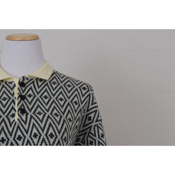 Vintage 80s Geometric Gray/Beige Pullover Acrylic/Nylon Sweater‎ size Large - Picture 10 of 10